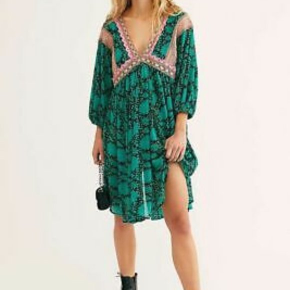 Free People Tops - NWT Free People Green Moonchild Lakeside Maxi Top